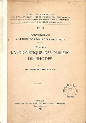 Essai sur la phonetique des parlers de Rhodes