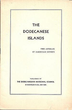 THE DODECANESE ISLANDS. Two articles by American Experts. THE DODECANESE ISLANDS. Two articles by American Experts.