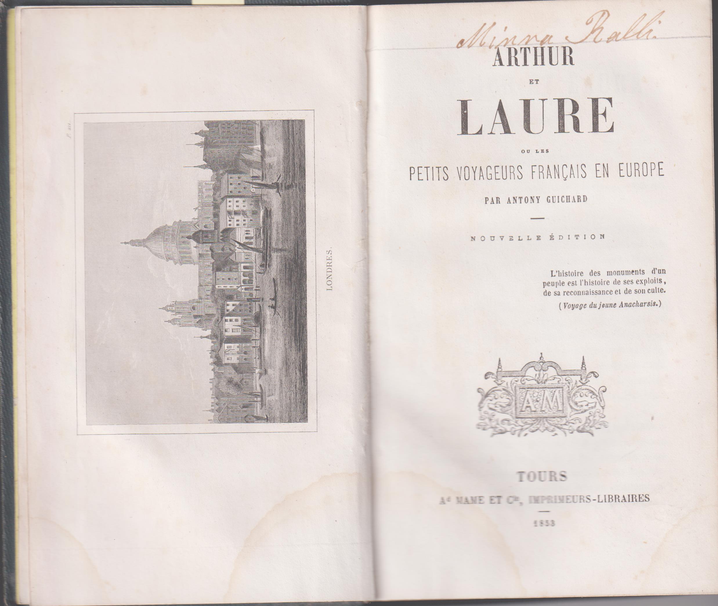 ARTHUR ET LAURE OU LES PETITS VOYAGEURS FRANCAIS EN EUROPE