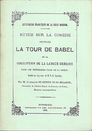 Notice sur la comedie intitulee LA TOUR DE BABEL ou la corruption Notice sur la comedie intitulee LA TOUR DE BABEL ou la corruption