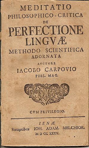 Meditatio philosophico-critica de perfectione linguae methodo scientifica adornata… Meditatio philosophico-critica de perfectione linguae methodo scientifica adornata…