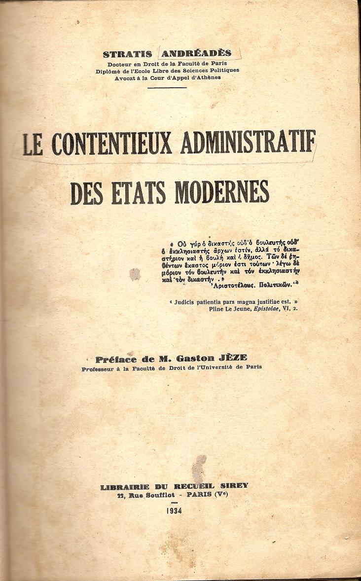 Le Contentieux Admiministratif des Etats Modernes