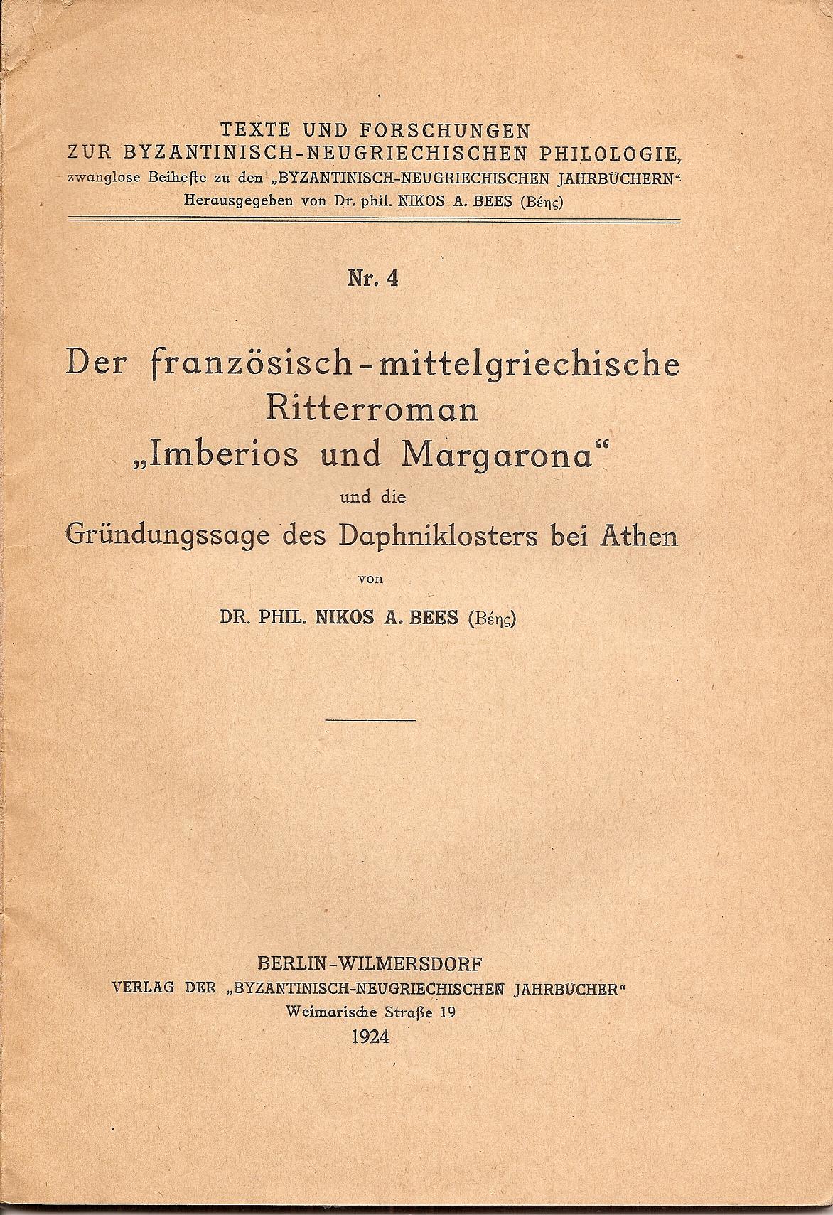 DER FRANZÖSISCH-MITTELGRIECHISCHE RITTERROMAN